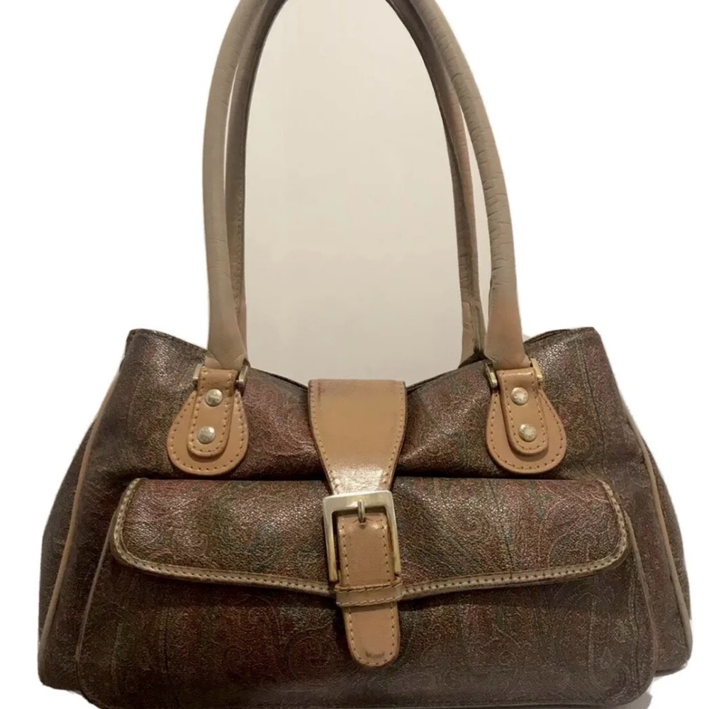 Vintage ETRO Purse Bag Paisley Women Shoulder Coated Canvas
Leather